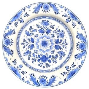 Royal Delft Porcelain 13.75" Vintage CT Handpainted Charger Plate-Extremely Rare